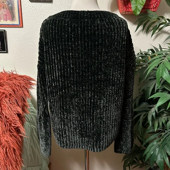 Express Size S Black Crew Neck Sweater with Bell Sleeves - Picture 7 of 14